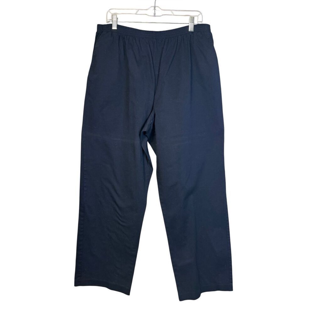 Alfred Dunner Pull On Chino Pants Elasticized Waist Plus Size 18 Navy